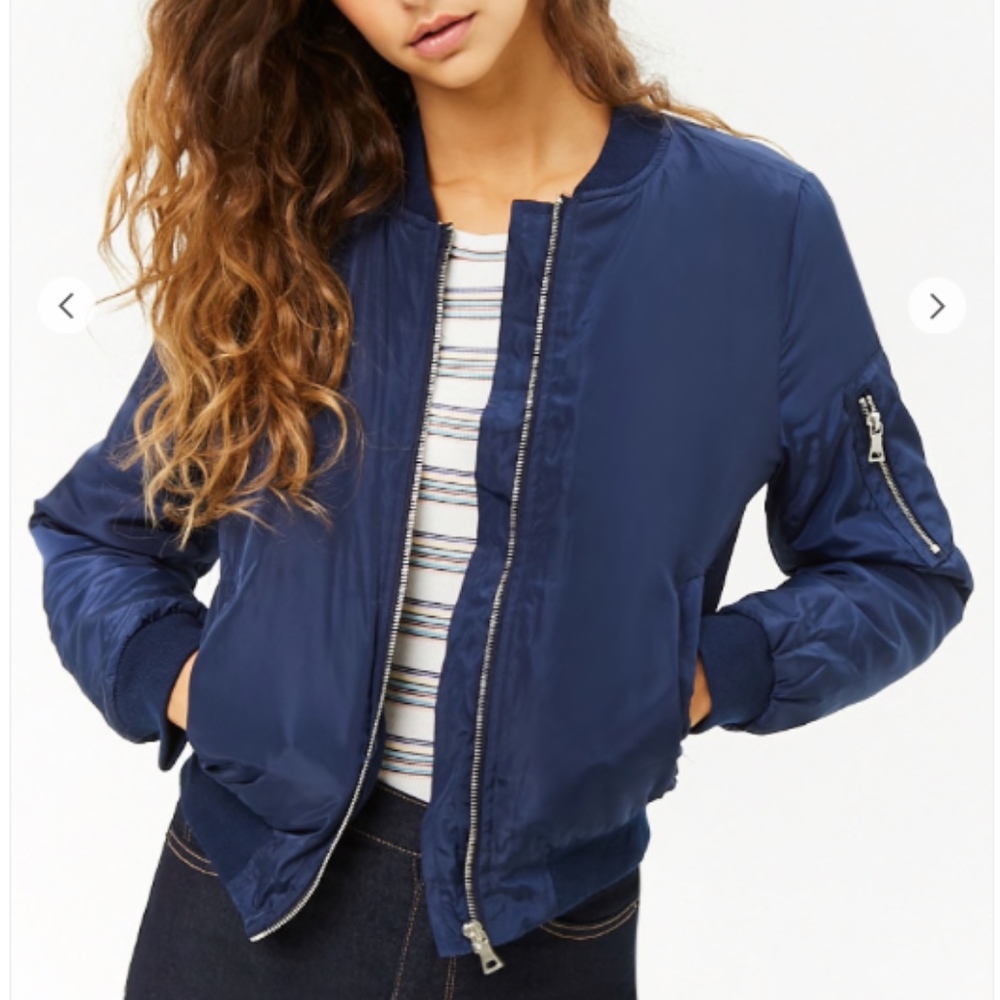 Navy Blue Bomber Jacket